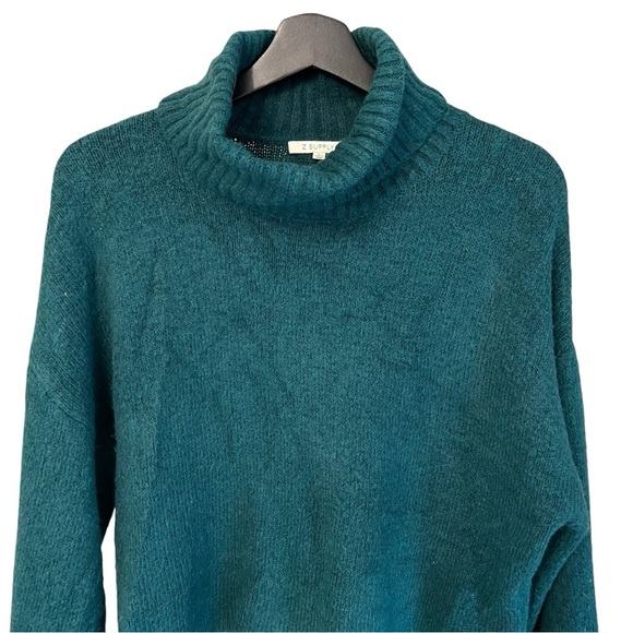 Z Supply Ursa Turtleneck Crop Sweater Forest Green Large Contemporary Cozy - Picture 2 of 5